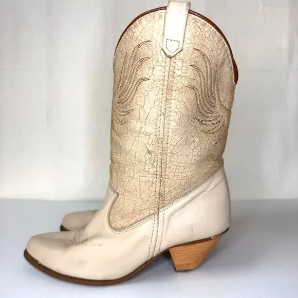 Vintage Dingo Cowboy Boot Size 6.5 Western Cowgirl Neutral Festival Boho Country - Picture 2 of 13